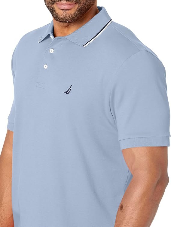 Nautica mens Classic Fit Short Sleeve Solid Tipped Collar Soft Polo Shirt Polo Shirt - Image 2